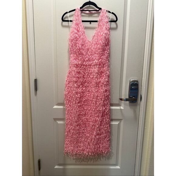 Elliatt Kalani Pink Textured Fringe Cocktail Party Midi Dress Women’s Size S –NW - Picture 2 of 5